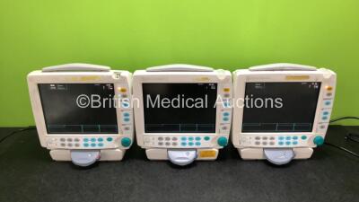 Job Lot Including 2 x GE Type F-FMW-01 Patient Monitors and 1 x GE Type F-FM-01 Patient Monitor with 3 x Quick Mounts (All Power Up with Damage to Casing, 1 x Missing Light Cover - See Photos)