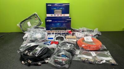 Aten 2/4 Port DVI Video Splitter with USB Dual Link Switch and Various Connection Leads / Cables