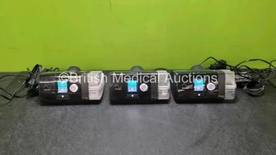 3 x ResMed Airsense 10 Elite CPAP Units with 3 x AC Power Supply (All Power Up) with 3 x HumidAir Chambers *SN 2319277248 / 23193277231 / 23182306766*