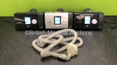 Job Lot Including 2 x ResMed AirSense Autoset CPAP Units and 1 x ResMed Lumis 100 VPAP-ST Unit with 3 x Power Supplies and 1 x Mask (All Power Up)