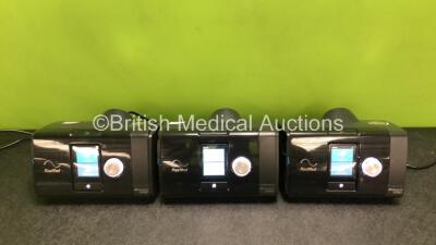 3 x ResMed AirSense 10 Autoset CPAP Units with 3 x Power Supplies (All Power Up, 1 x Missing Humidifier Chamber and Side Door - See Photos) *SN 23191527742 / 23221863878 / 23183508691*