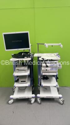 2 x Olympus Stack Trolleys with Olympus OEV261H Monitor, Olympus ECG Connector Cable, Sony UP-55MD Colour Video Printer, Sony DVO-1000MD DVD Recorder, Olympus Evis Lucera CL-260SL Digital Processor, Olympus CLV-260SL Light Source and Olympus MAJ-1154 Pigt