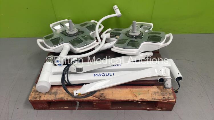 Maquet X TEN LED Dual Ceiling Mounted Surgical / Operating Lights with Arms