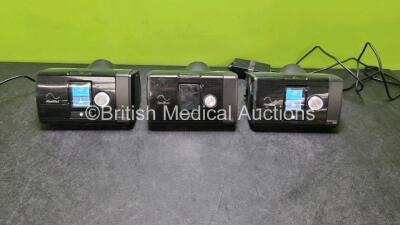 3 x ResMed Airsense 10 Elite CPAP Units with 3 x AC Power Supply (All Power Up) *SN 23201536315 / 23193345441 / 23181968384*