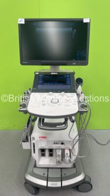 Toshiba Aplio i700 TUS-AI700 Flat Screen Ultrasound Scanner *S/N AEE1762041* **Mfd 06/2017** Software Version V2.4 with 2 x Transducers / Probes (PLT-1005BT *Mfd 03/2018* and PLI-1205BX *Mfd 09/2022*) (Powers Up - Some Missing Rear Casing - See Photo) **S