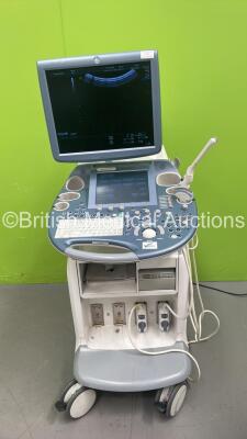 GE Voluson E6 Flat Screen Ultrasound Scanner *S/N D59817* **Mfd 02/2014** Software Version EC200 with 2 x Transducers / Probes (C1-5-D Ref 5261135 *Mfd 02/2018* and IC5-9-D Ref 5492351 *Mfd 09/2016* - Damaged Cable - See Photo) and Sony UP-D897 Digital Gr