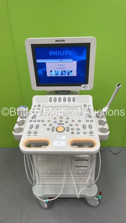 Philips HD7 XE Flat Screen Ultrasound Scanner *S/N 989605368681* **Mfd 2012** Software Version 3.1 with 2 x Transducers / Probes (C5-2 and C8-v4) and Sony UP-D897 Digital Graphic Printer (Powers Up) ***IR101***