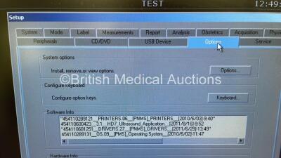 Philips HD7 XE Flat Screen Ultrasound Scanner *S/N 989605368681* **Mfd 2012** Software Version 3.1 with 2 x Transducers / Probes (C5-2 and C8-v4) and Sony UP-D897 Digital Graphic Printer (Powers Up) ***IR101*** - 13