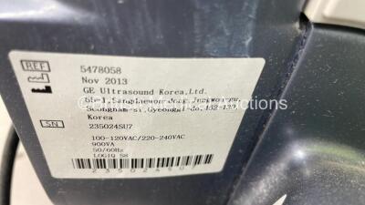 GE Logiq S8 Flat Screen Ultrasound Scanner Ref 5478058 *S/N 235024SU7* **Mfd 11/2013** Software Version R2 Software Revision 1.1 (Powers Up - Some Marks to Casing - See Photos) - 10