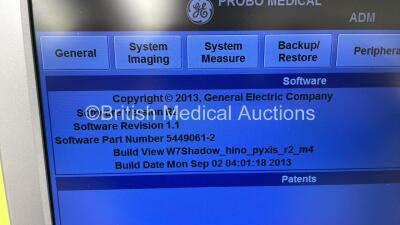 GE Logiq S8 Flat Screen Ultrasound Scanner Ref 5478058 *S/N 235024SU7* **Mfd 11/2013** Software Version R2 Software Revision 1.1 (Powers Up - Some Marks to Casing - See Photos) - 11