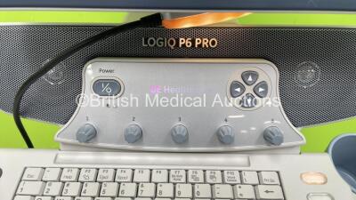 GE Logiq P6 Model 5329847 Ultrasound Scanner *Mfd 03-2010* Software Version R2.0.5 Software Part Number 5329523 (Powers Up - Mark to Screen - See Photo) - 3