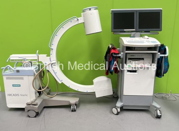 Siemens Arcadis Varic C-Arm *Mfd - 2006* with Dual Flatscreen Image Intensifier, Key, Footswitch, 2 x Lead Aprons and Exposure Trigger (No Power, HDD Removed) *10513*