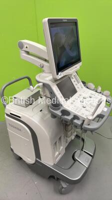 Toshiba Aplio 500 TUS-A500 Flat Screen Ultrasound Scanner *S/N T1E13Y4781* **Mfd 2013** Software Version AB_V3.00*R005 with 4 x Transducers / Probes (PVT-674BT *Mfd 04/2020* / PVT-375BT *Mfd 2010* / PLT-704SBT *Mfd 2013* and PVT-781VT *Mfd 2017*) and Sony - 6