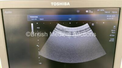 Toshiba Aplio 500 TUS-A500 Flat Screen Ultrasound Scanner *S/N T1E13Y4781* **Mfd 2013** Software Version AB_V3.00*R005 with 4 x Transducers / Probes (PVT-674BT *Mfd 04/2020* / PVT-375BT *Mfd 2010* / PLT-704SBT *Mfd 2013* and PVT-781VT *Mfd 2017*) and Sony - 11