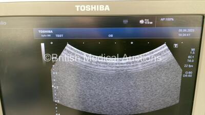 Toshiba Aplio 500 TUS-A500 Flat Screen Ultrasound Scanner *S/N T1E13Y4781* **Mfd 2013** Software Version AB_V3.00*R005 with 4 x Transducers / Probes (PVT-674BT *Mfd 04/2020* / PVT-375BT *Mfd 2010* / PLT-704SBT *Mfd 2013* and PVT-781VT *Mfd 2017*) and Sony - 13