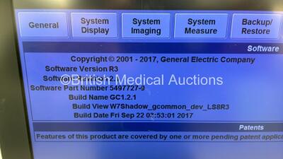 GE Logiq S8 with XDclear Flat Screen Ultrasound Scanner Ref 5669845 *S/N 305661SU1* **Mfd 10/2015** Software Version R3 Software Revision 2.1 with Sony UP-D898MD Digital Graphic Printer (Powers Up) - 10