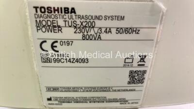 Toshiba Xario 200 TUS-X200 Flat Screen Ultrasound Scanner *S/N 99C14Z4093* **Mfd 12/2014** Software Version V3.0 with Sony UP-D897 Digital Graphic Printer (Powers Up) - 9