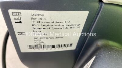 GE Logiq S8 Flat Screen Ultrasound Scanner Ref 5478058 *S/N 235023SU9* **Mfd 11/2013** Software Version R2 Software Revision 3.1 (Powers Up - Some Marks to Casing and 3 x Missing Dials - See Photos) - 8