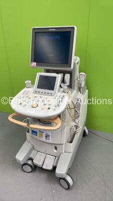 Philips iU22 Flat Screen Ultrasound Scanner *S/N 02D3JG* **Mfd 09/2004** with 3 x Transducers / Probes (2 x C9-4 and 1 x L12-5) (Powers Up - HDD REMOVED - Missing Dial - See PIctures) - 10