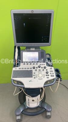 GE Logiq S8 Flat Screen Ultrasound Scanner Ref 5418099 *S/N 176009SU9* **Mfd 02/2012** Software Version R1.5.4 with 2 x Transducers / Probes (9L-D Ref 5194432 *Mfd 12/2011* and IC5-9-D Ref 5492351 *Mfd 10/2015*) (Powers Up) - 2