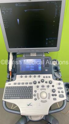 GE Logiq S8 Flat Screen Ultrasound Scanner Ref 5418099 *S/N 176009SU9* **Mfd 02/2012** Software Version R1.5.4 with 2 x Transducers / Probes (9L-D Ref 5194432 *Mfd 12/2011* and IC5-9-D Ref 5492351 *Mfd 10/2015*) (Powers Up) - 3