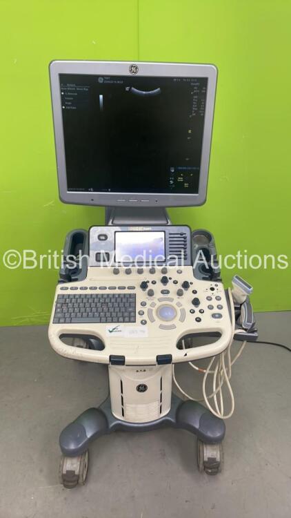 GE Logiq S7 Expert Flat Screen Ultrasound Scanner Ref 5436957 *S/N 193448SU8* **Mfd 09/2012** Software Version R1 Software Revision 0.5 with 2 x Transducers / Probes (C1-5-D Ref 5261135 *Mfd 08/2012* and ML6-15 Ref 536783 *Mfd 2012*) (Power Up - Damaged /