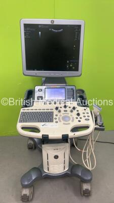 GE Logiq S7 Expert Flat Screen Ultrasound Scanner Ref 5436957 *S/N 193448SU8* **Mfd 09/2012** Software Version R1 Software Revision 0.5 with 2 x Transducers / Probes (C1-5-D Ref 5261135 *Mfd 08/2012* and ML6-15 Ref 536783 *Mfd 2012*) (Power Up - Damaged / - 2