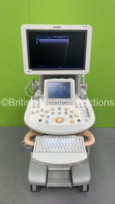 Philips iU22 Flat Screen Ultrasound Scanner Ref 8500-0064-02 *S/N B0G053* **Mfd 2012** on G.1 Cart Software Version 6.3.6.343 with 4 x Transducers / Probes (L9-3 / L17-5 / C10-3v and D2CWC) and Sony UP-D897 DIgital Graphic Printer (Powers Up) ***IR080***