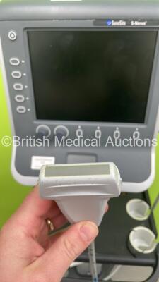 Sonosite S-Nerve Ultrasound Scanner Ref P12057-25 *S/N 03NKG6* **Mfd 12/2011** with 1 x Transducer / Probe (HFL38x/13-6MHz Ref P0768-20 *Mfd 12/2011*) on SonoSite V-Universal Stand (No Power - Storage Device Removed) - 5