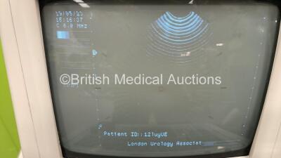 Esaote Pie Medical Aquila Ultrasound Scanner with 2 x Transducer / Probes (1 x Model 402116 and 1 x Ref 411270 REV A - Some Damage) and Mitsubishi P93 Printer (Powers Up with Some Damage to Casing - Display Distorted Until 15 Minutes of Warming Up) *05510 - 8