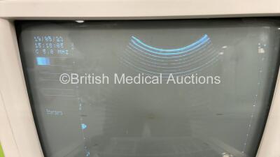 Esaote Pie Medical Aquila Ultrasound Scanner with 2 x Transducer / Probes (1 x Model 402116 and 1 x Ref 411270 REV A - Some Damage) and Mitsubishi P93 Printer (Powers Up with Some Damage to Casing - Display Distorted Until 15 Minutes of Warming Up) *05510 - 11