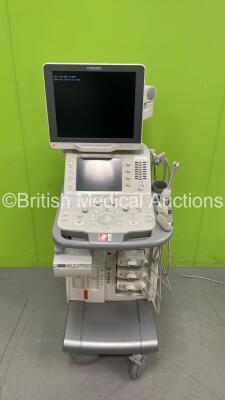 Toshiba Aplio 300 TUS-A300 Flat Screen Ultrasound Scanner *S/N T1D1232322* **Mfd 03/2012* with 3 x Transducers / Probes (PVT-661VT *Mfd 03/2012* / PVT-375BT *Mfd 01/2012* and PLT-704SBT *Mfd 03/2012*) and Sony UP-D897 Digital Graphic Printer (Powers Up -