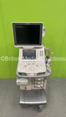 Toshiba Aplio 300 TUS-A300 Flat Screen Ultrasound Scanner *S/N T1D1232322* **Mfd 03/2012* with 3 x Transducers / Probes (PVT-661VT *Mfd 03/2012* / PVT-375BT *Mfd 01/2012* and PLT-704SBT *Mfd 03/2012*) and Sony UP-D897 Digital Graphic Printer (Powers Up - - 2