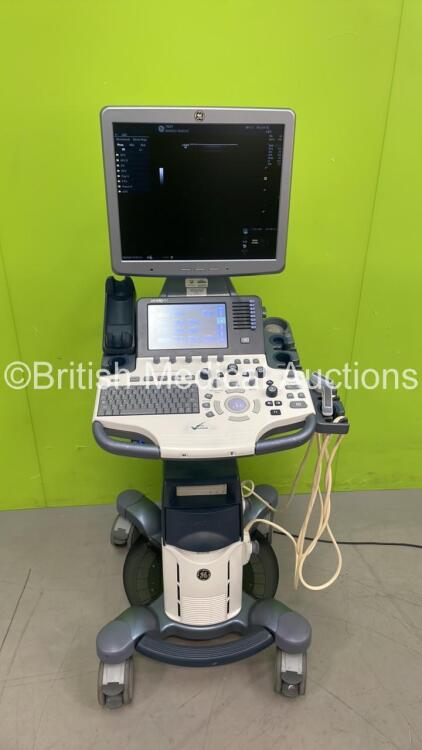 GE Logiq S8 Flat Screen Ultrasound Scanner Ref 5418099 *S/N 176008SU1* **Mfd 02/2012** Software Version R1.5.4 with 2 x Transducers / Probes (C1-5-D Ref 5261135 *Mfd 02/2011* and 9L-D Ref 5194432 *Mfd 06/2012*) (Power Up)