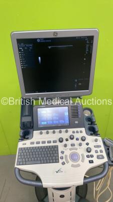 GE Logiq S8 Flat Screen Ultrasound Scanner Ref 5418099 *S/N 176008SU1* **Mfd 02/2012** Software Version R1.5.4 with 2 x Transducers / Probes (C1-5-D Ref 5261135 *Mfd 02/2011* and 9L-D Ref 5194432 *Mfd 06/2012*) (Power Up) - 3