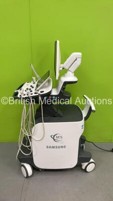 Samsung RS80A Flat Screen Ultrasound Scanner *S/N S11ZM3HJ300005P* **Mfd 2017** Software Version 3.00.06.0404 with 5 x Transducers / Probes (CA1-7A / EA2-11B / LA2-9A and 2 x CA1-7A) and Sony UP-D897 Digital Graphic Printer (Powers Up - Damage to Machine - 16