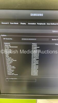 Samsung RS80A Flat Screen Ultrasound Scanner *S/N S1EOM3HKC00001H* **Mfd 2018** Software Version 3.02.04.1010 with 4 x Transducers / Probes (2 x CA1-7A and 2 x LA2-9A) (Powers Up) ***IR091*** - 9