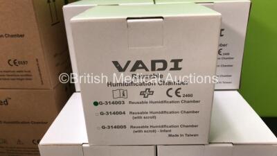 Job Lot Including 10 x Inspired VHC-25 Humidification Chambers and 7 x Vadi Medical Technology Humidification Chambers (All Unused in Boxes) - 5