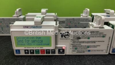 6 x CME Medical T34 Ambulatory Syringe Pumps (All Power Up with Stock Battery Stock Battery Not Included, All Need Service, 1 x Missing Battery Cover - See Photos) - 3