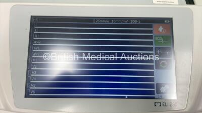 Mortara ELI 280 ECG Machine on Stand with 10 Lead ECG Leads (Powers Up) - 2