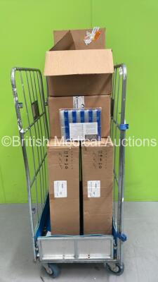 Job Lot Including a Large Quantity of Sterile Pipette Tips and 2 x Mindray T5 Rolling Stands in Boxes (Cage not Included)