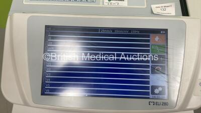 Mortara ELI 280 ECG Machine on Stand with 10 Lead ECG Leads (Powers Up) - 2