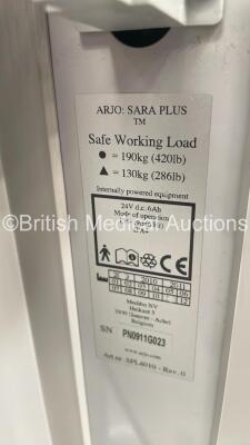 2 x Arjohuntleigh Maxi Move Patient Hoists with Batteries and Controllers (Both Power Up) and 1 x Arjo Sara Plus Hoist with Controller (No Battery) - 8