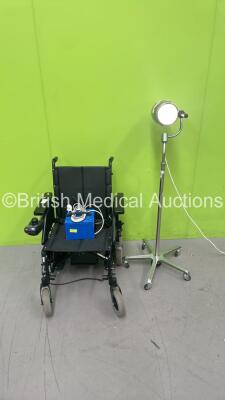 1 x Invacare Cruiser 4 E Electric Wheelchair with Charger (No Power - Missing Control Ball - See Pictures) and 1 x Brandon Medical Patient Examination Lamp (Powers Up with Good Bulb) - 2