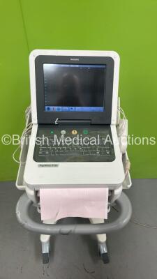 Philips PageWriter TC50 ECG Machine on Stand with 10 Lead ECG Leads (Powers Up - Damage to Plastic Hinge - See Pictures) *S/N US31000818*