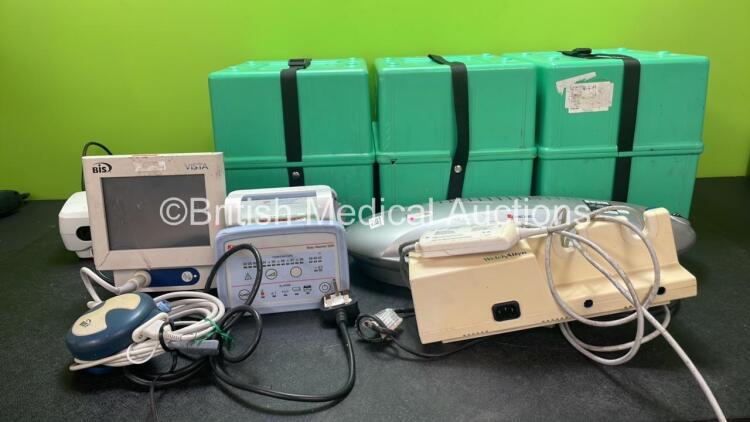 Mixed Lot Including 1 x Vista Bis Monitoring System (Damaged-See Photo) 1 x Salter Aire Elite Compressor, 1 x KanMed 50W Baby Warmer, 1 x Rexel LP35 Unit, 1 x Welch Allyn 767 Transformer (Missing Attachments-See Photo) 3 x Medela Breast Pumps
