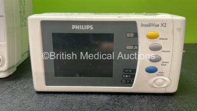 Job Lot Including 1 x GE Datex Ohmeda Patient Monitor (Powers Up with Blank Screen, Missing Dial and Damage-See Photo) 2 x Philips IntelliVue X2 Hand Held Patient Monitors Including ECG, SpO2, NBP, Press and Temp Options (Both Untyested with Damage-See Ph - 5