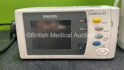 Job Lot Including 1 x GE Datex Ohmeda Patient Monitor (Powers Up with Blank Screen, Missing Dial and Damage-See Photo) 2 x Philips IntelliVue X2 Hand Held Patient Monitors Including ECG, SpO2, NBP, Press and Temp Options (Both Untyested with Damage-See Ph - 6