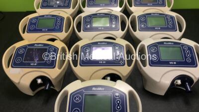 10 x ResMed VS III Ventilators (All Untested Due to Missing Power Supplies, 4 x Damaged Screens - See Photos) *in cage* - 3