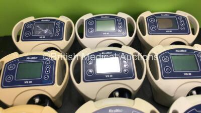 10 x ResMed VS III Ventilators (All Untested Due to Missing Power Supplies, 4 x Damaged Screens - See Photos) *in cage* - 4